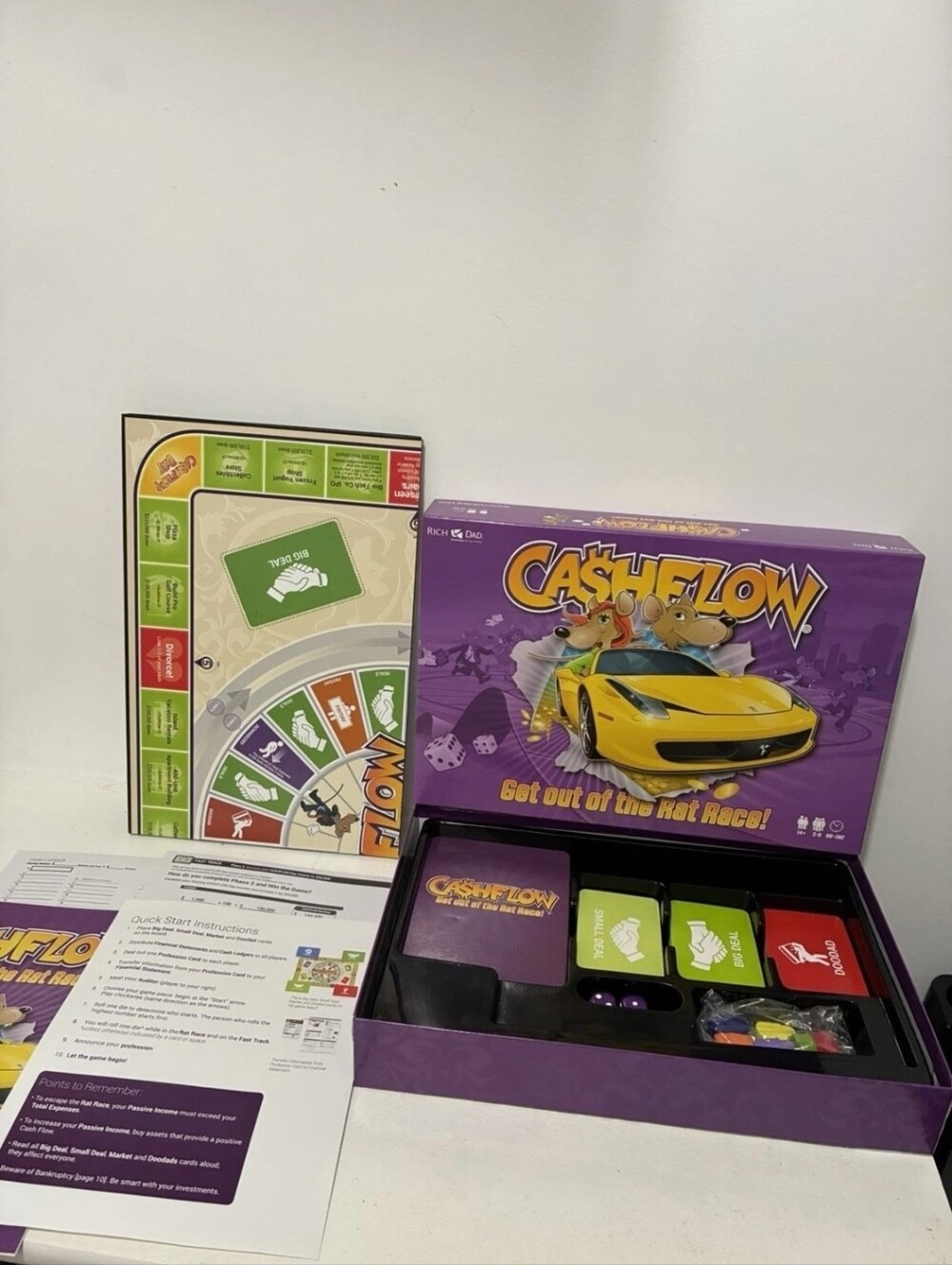 Cashelow Get Out Of The Rat Race Board Game COMPLETE Rich Dad Poor Dad Purple